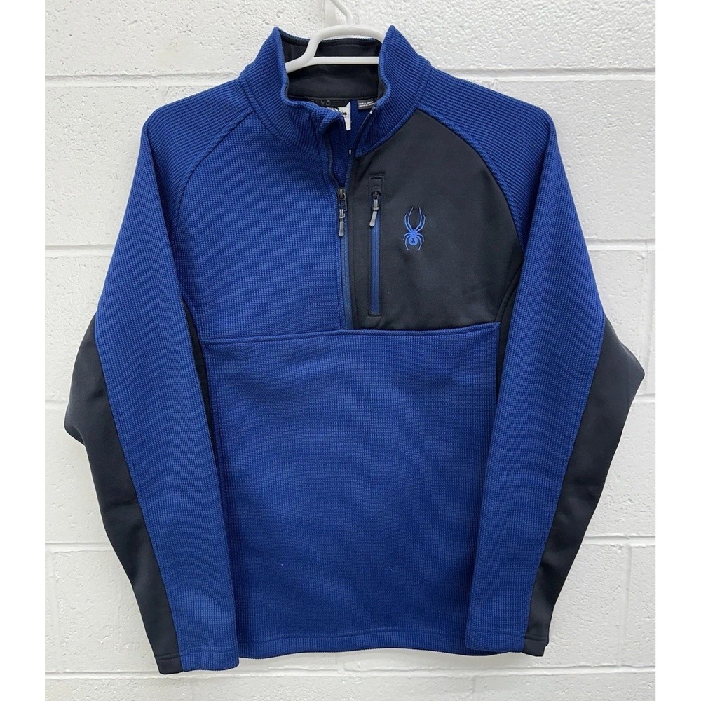 Spyder Half Zip Sweater Gait Knit‎ Pullover Jacket Mens XL Blue Black Contrast
